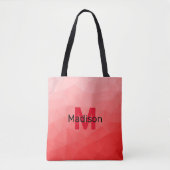 Monogram rood verloop geometrisch maaspatroon tote bag (Voorkant)