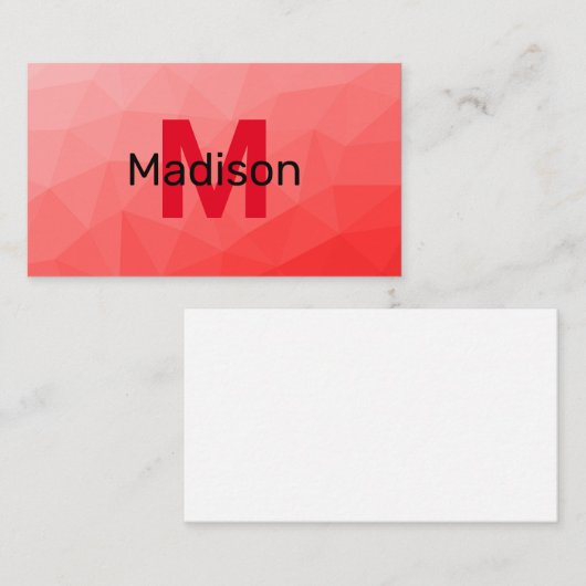 Monogram rood verloop geometrisch maaspatroon visitekaartje (Voorkant / Achterkant)