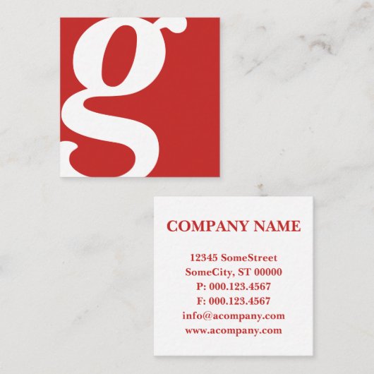 monogram rood vierkant vierkante visitekaartje (Voorkant / Achterkant)