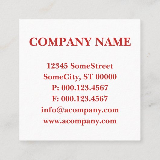 monogram rood vierkant vierkante visitekaartje (Achterkant)