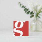 monogram rood vierkant vierkante visitekaartje (Staand voorkant)