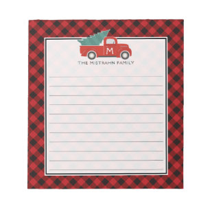 Monogram  Rood Vrachtwagen en Boom Buffalo Spelen Notitieblok
