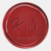 Monogram Rood Waszegeltrekkers Ronde Sticker (Voorkant)