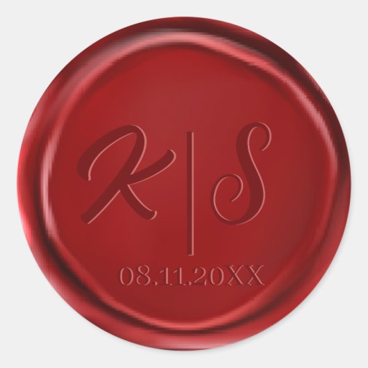 Monogram Rood Waszegeltrekkers Ronde Sticker (Voorkant)