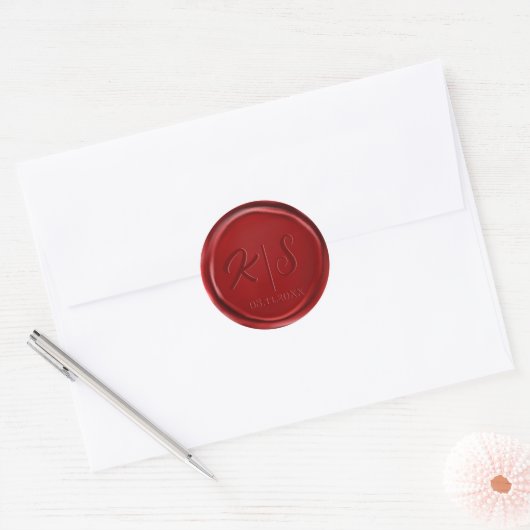 Monogram Rood Waszegeltrekkers Ronde Sticker (Envelop)