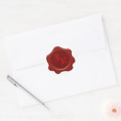 Monogram Rood Waszegeltrekkers Ronde Sticker (Envelop)