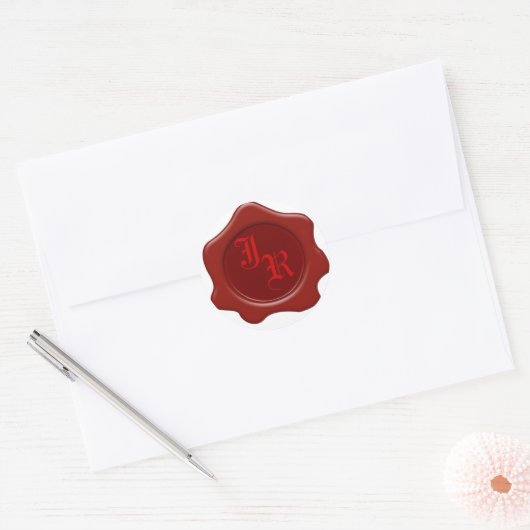 Monogram Rood Waszegeltrekkers Ronde Sticker (Envelop)