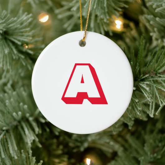 Monogram rood wit aangepast initiaal Kerstmis Keramisch Ornament (Boom)