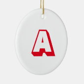 Monogram rood wit aangepast initiaal Kerstmis Keramisch Ornament (Rechts)