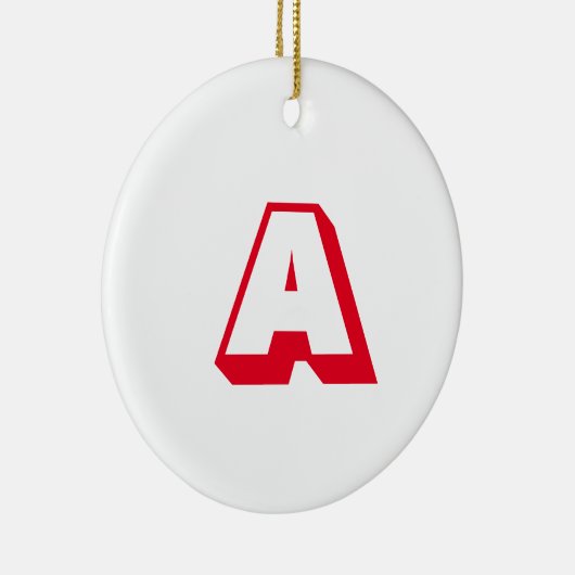 Monogram rood wit aangepast initiaal Kerstmis Keramisch Ornament (Rechts)