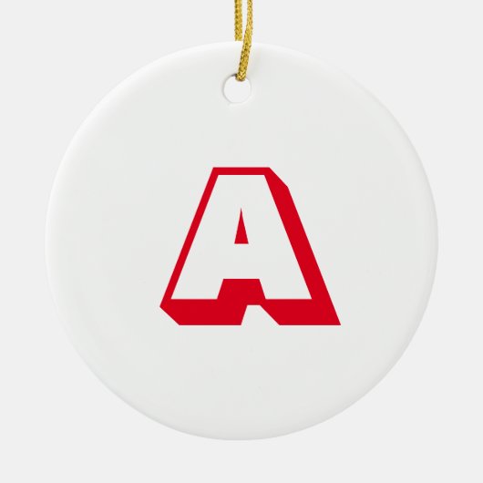 Monogram rood wit aangepast initiaal Kerstmis Keramisch Ornament (Voorkant)