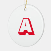 Monogram rood wit aangepast initiaal Kerstmis Keramisch Ornament (Links)