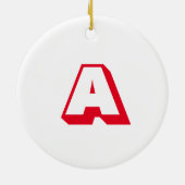 Monogram rood wit aangepast initiaal Kerstmis Keramisch Ornament (Achterkant)
