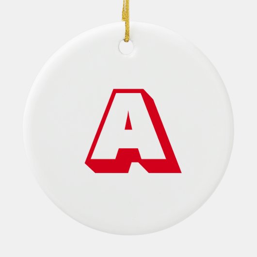 Monogram rood wit aangepast initiaal Kerstmis Keramisch Ornament (Achterkant)
