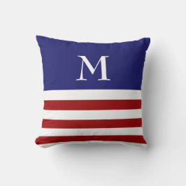 Monogram Rood, Wit & Blauw Kussen
