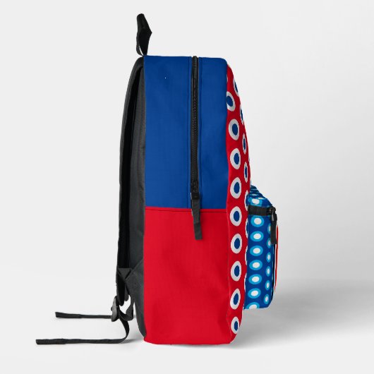 Monogram Rood Wit Blauw Polka stippen Bedrukte Rugzak (Links)
