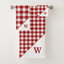 Monogram rood wit buffel geruite patroon
