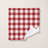 Monogram rood wit buffel geruite patroon bad handdoek (Wasdoekje)