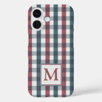 Monogram rood, wit en blauw