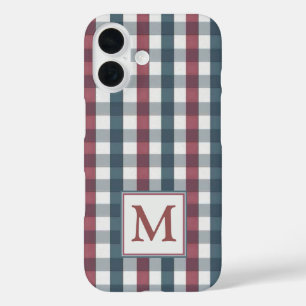 Monogram rood, wit en blauw iPhone 16 hoesje