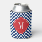 Monogram rood wit en blauw Chevron Blikjeskoeler (Blikje Voorkant)