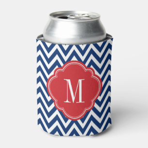 Monogram rood wit en blauw Chevron Blikjeskoeler