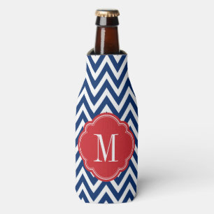 Monogram rood wit en blauw Chevron Flesjeskoeler