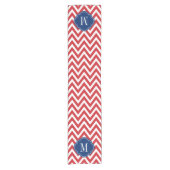 Monogram rood wit en blauw Chevron Korte Tafelloper (Voorkant)