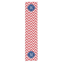 Monogram rood wit en blauw Chevron Korte Tafelloper