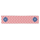 Monogram rood wit en blauw Chevron Korte Tafelloper (Horizontaal)