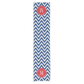 Monogram rood wit en blauw Chevron Korte Tafelloper (Voorkant)
