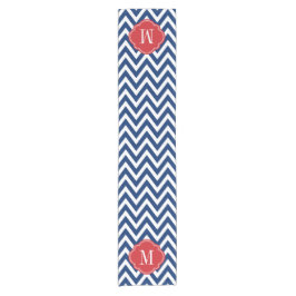 Monogram rood wit en blauw Chevron Korte Tafelloper