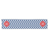 Monogram rood wit en blauw Chevron Korte Tafelloper (Horizontaal)