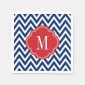 Monogram rood wit en blauw Chevron Servetten (Voorkant)