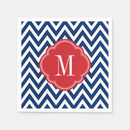 Monogram rood wit en blauw Chevron Servetten