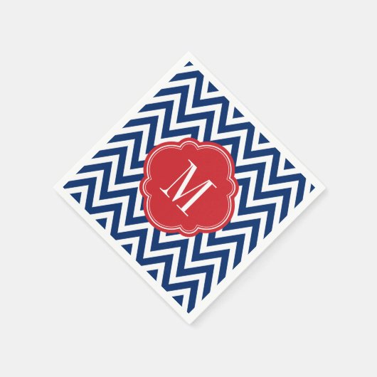 Monogram rood wit en blauw Chevron Servetten (Hoek)