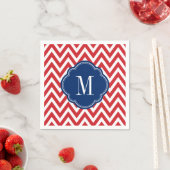 Monogram rood wit en blauw Chevron Servetten (Insitu)