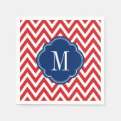Monogram rood wit en blauw Chevron Servetten (Voorkant)