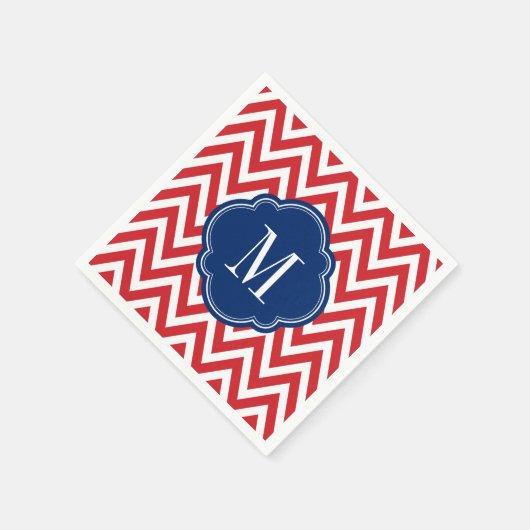 Monogram rood wit en blauw Chevron Servetten (Hoek)
