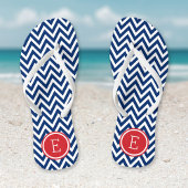 Monogram rood wit en blauw Chevron Teenslippers