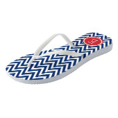 Monogram rood wit en blauw Chevron Teenslippers (Schuin)