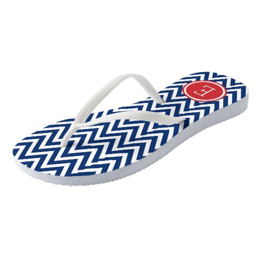 Monogram rood wit en blauw Chevron Teenslippers (Schuin)
