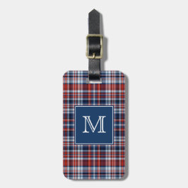 Monogram Rood Wit en Blauw Speld Bagagelabel