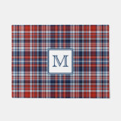 Monogram Rood Wit en Blauw Speld Deurmat (Voorkant)