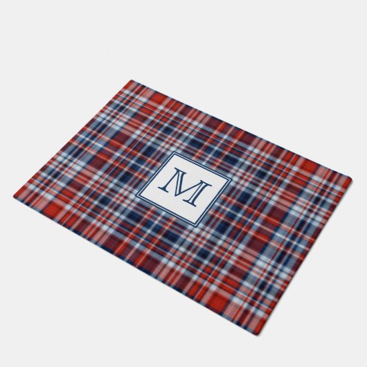 Monogram Rood Wit en Blauw Speld Deurmat (Schuin)