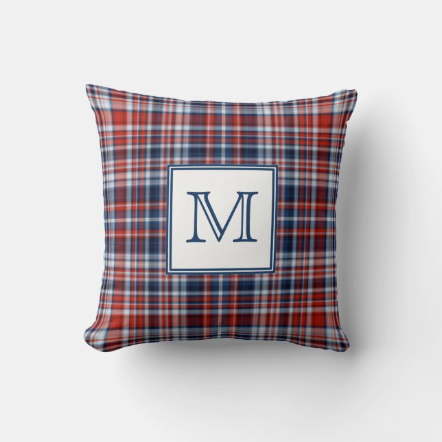 Monogram Rood Wit en Blauw Speld Kussen (Voorkant)
