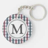 Monogram rood, wit en blauw speldenmonogram sleutelhanger (Achterkant)