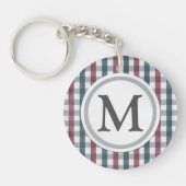 Monogram rood, wit en blauw speldenmonogram sleutelhanger (Voorkant)