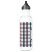 Monogram rood, wit en blauw speldenmonogram waterfles  (Links)