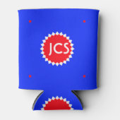 Monogram rood, wit en blauw Starburst Blikjeskoeler (Voorkant)